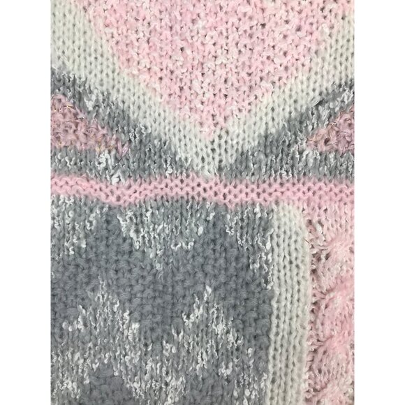 VTG Here's a Hug Acrylic Sweater Womens L Pink Gray Graphic Made in Hong Kong - Picture 4 of 6